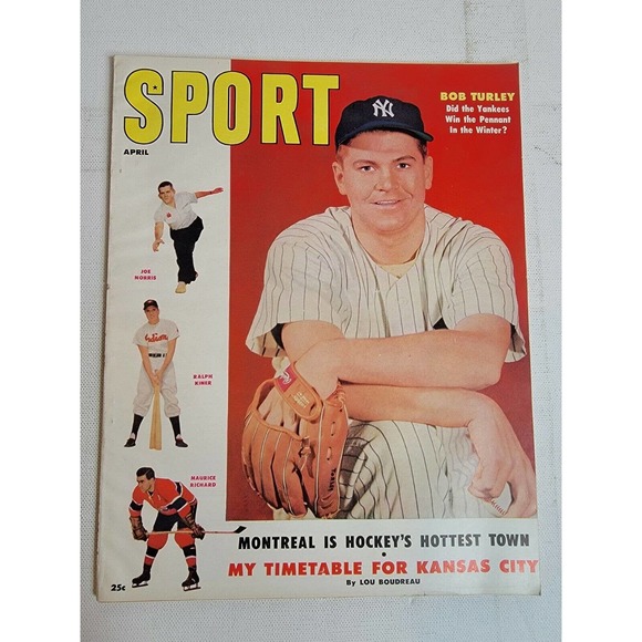 Vintage 50s Sport Magazine NYY New York Yankees Indians Montreal Canadiens 1955 - Picture 1 of 4